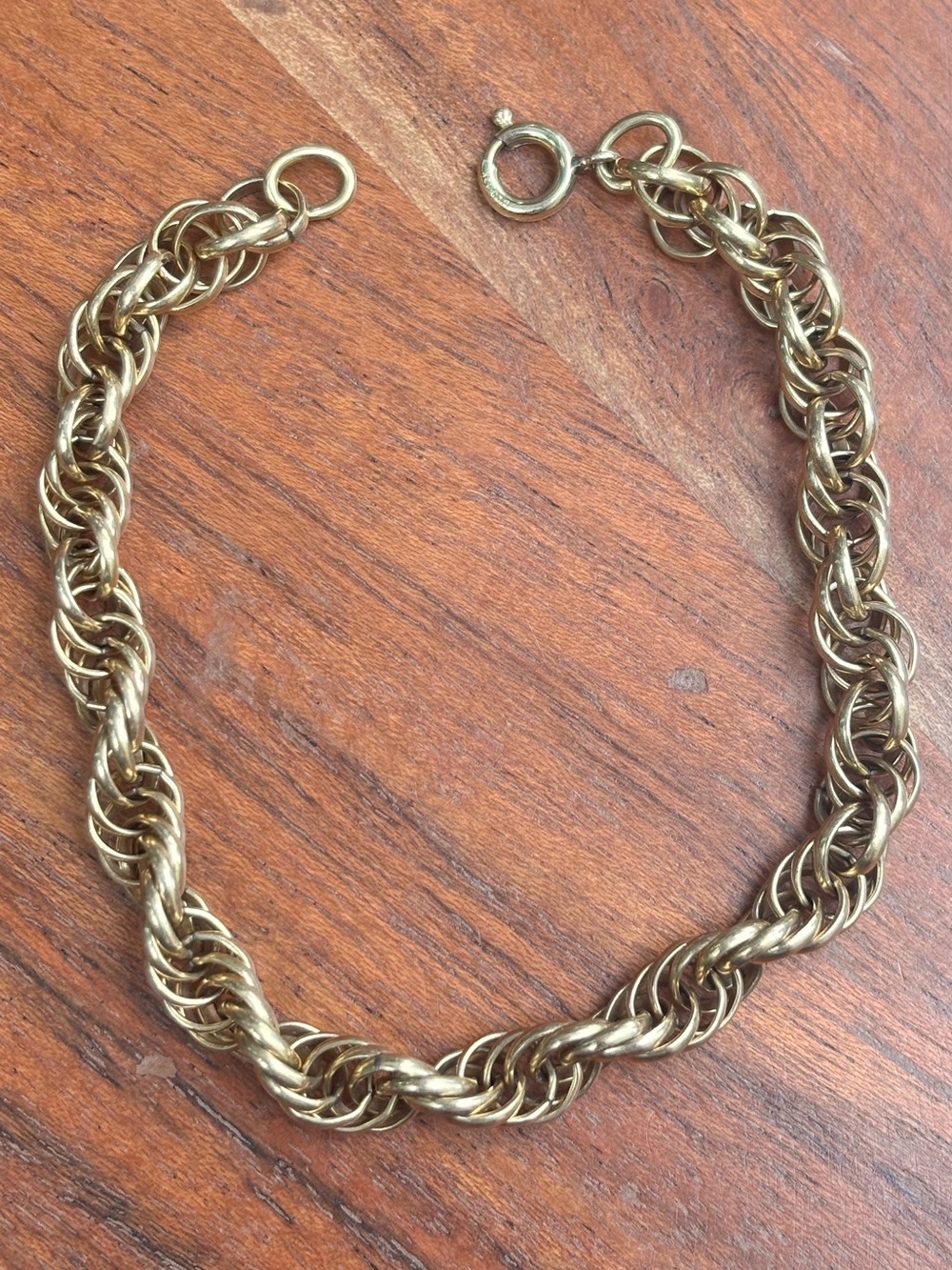 Vintage 12K Gold Filled Rope Chain Bracelet Unisex Bracelet